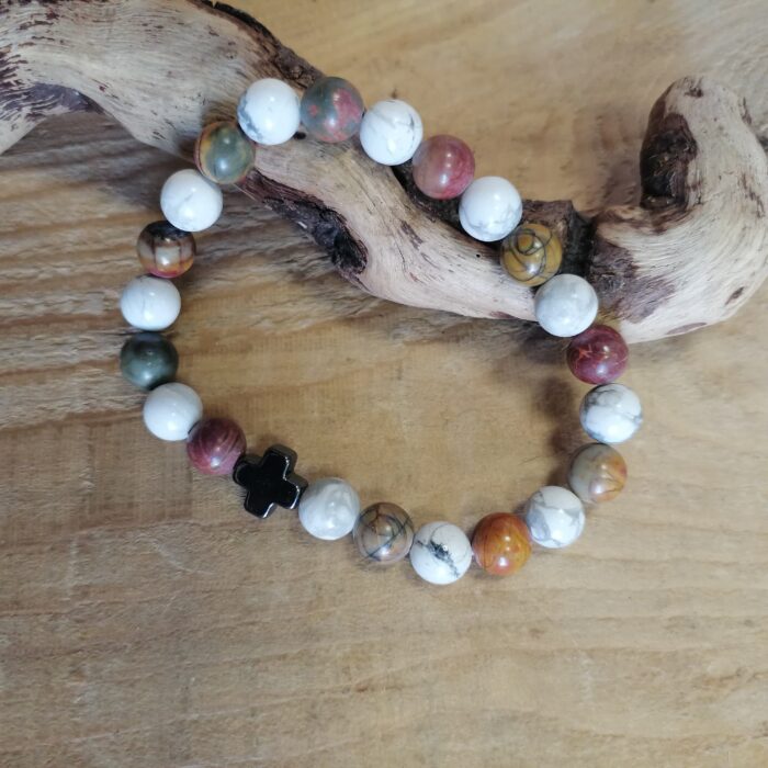 Bracelet en pierre mix howlite et jaspe picasso