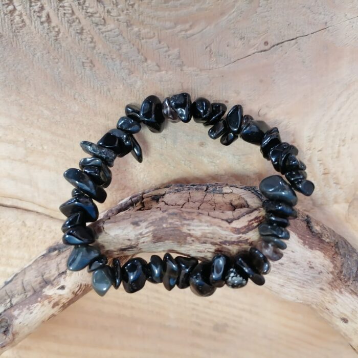 Bracelet éclat de pierre agate noire